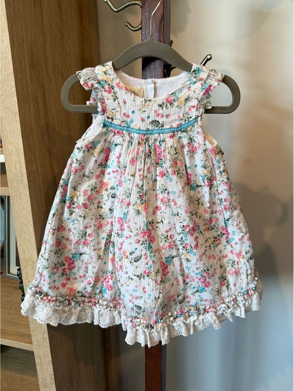 Laura Ashley Floral Baby Dress 3T with Ruffle Trim